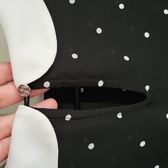 CeCe Long-Sleeved Peter Pan Collared Polka-dot Blouse - Picture 3 of 6